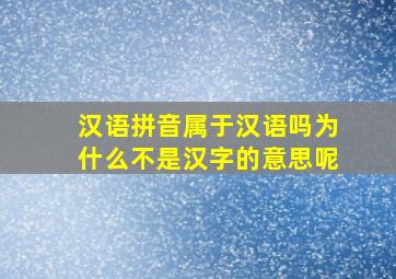 汉语拼音属于汉语吗为什么不是汉字的意思呢