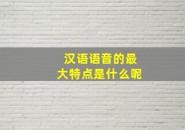 汉语语音的最大特点是什么呢