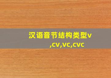 汉语音节结构类型v,cv,vc,cvc