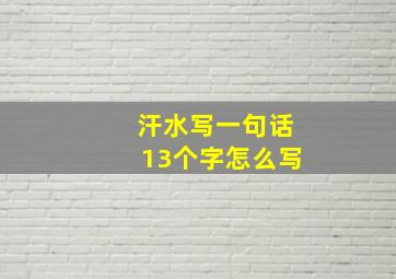 汗水写一句话13个字怎么写