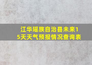 江华瑶族自治县未来15天天气预报情况查询表