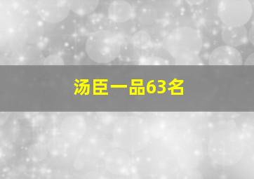 汤臣一品63名