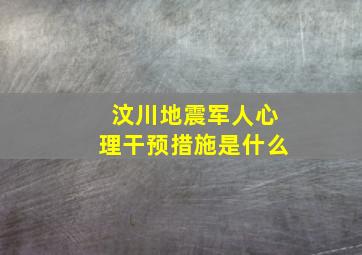 汶川地震军人心理干预措施是什么