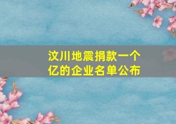 汶川地震捐款一个亿的企业名单公布