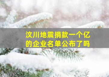 汶川地震捐款一个亿的企业名单公布了吗