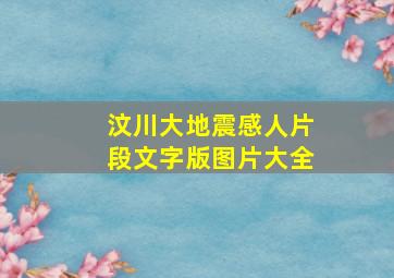 汶川大地震感人片段文字版图片大全