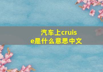 汽车上cruise是什么意思中文