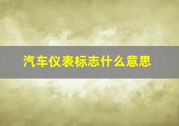 汽车仪表标志什么意思