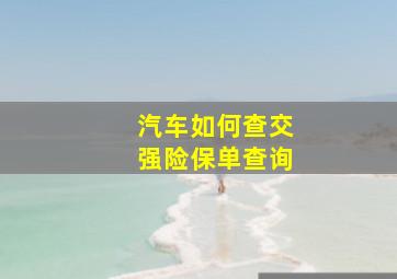 汽车如何查交强险保单查询