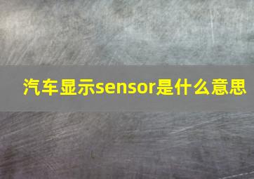 汽车显示sensor是什么意思