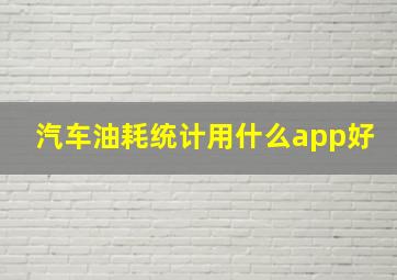 汽车油耗统计用什么app好