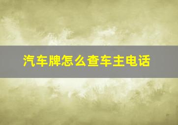 汽车牌怎么查车主电话