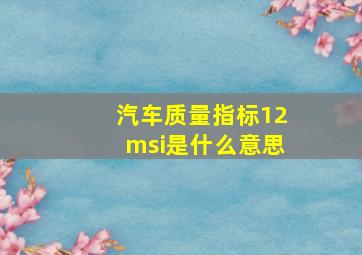 汽车质量指标12msi是什么意思