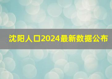 沈阳人口2024最新数据公布