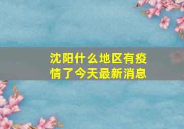 沈阳什么地区有疫情了今天最新消息