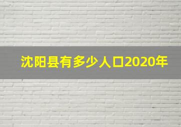 沈阳县有多少人口2020年