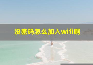 没密码怎么加入wifi啊