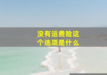 没有运费险这个选项是什么