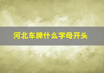 河北车牌什么字母开头