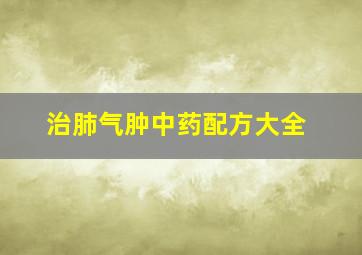 治肺气肿中药配方大全