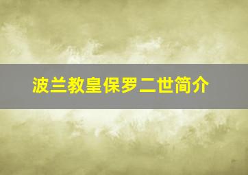 波兰教皇保罗二世简介