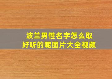 波兰男性名字怎么取好听的呢图片大全视频