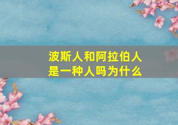 波斯人和阿拉伯人是一种人吗为什么