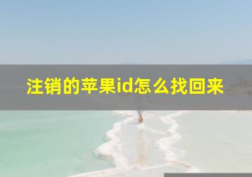 注销的苹果id怎么找回来