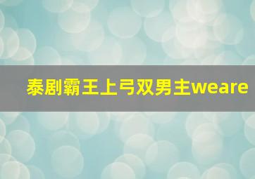 泰剧霸王上弓双男主weare