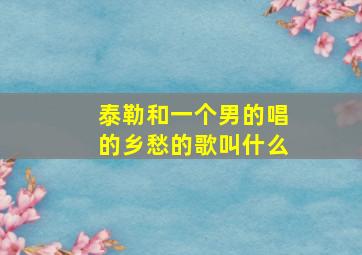 泰勒和一个男的唱的乡愁的歌叫什么