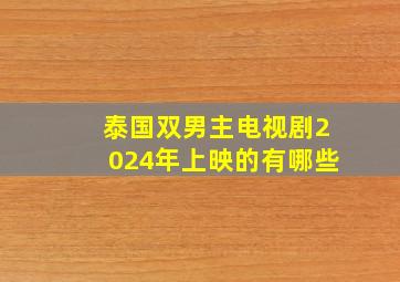 泰国双男主电视剧2024年上映的有哪些