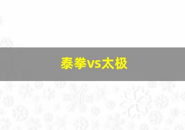 泰拳vs太极