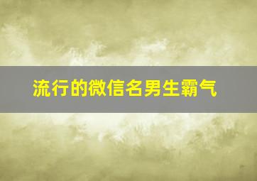 流行的微信名男生霸气