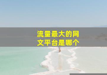 流量最大的网文平台是哪个