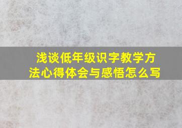 浅谈低年级识字教学方法心得体会与感悟怎么写