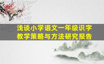 浅谈小学语文一年级识字教学策略与方法研究报告