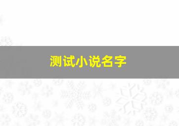 测试小说名字