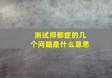 测试抑郁症的几个问题是什么意思