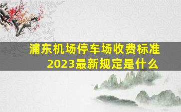 浦东机场停车场收费标准2023最新规定是什么