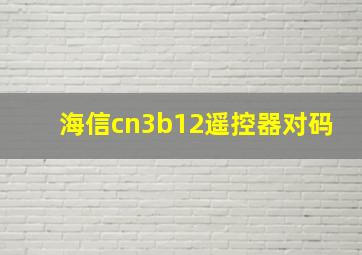 海信cn3b12遥控器对码