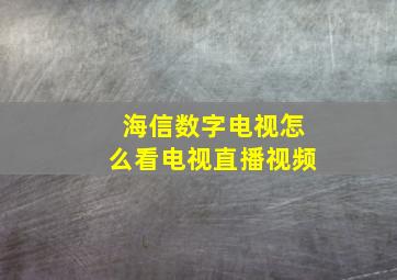 海信数字电视怎么看电视直播视频