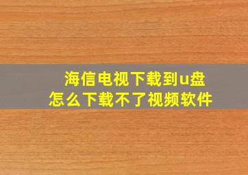 海信电视下载到u盘怎么下载不了视频软件