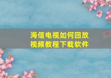 海信电视如何回放视频教程下载软件