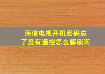 海信电视开机密码忘了没有遥控怎么解锁啊