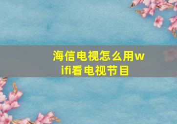 海信电视怎么用wifi看电视节目