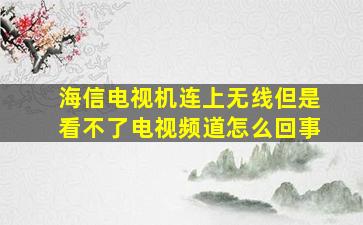 海信电视机连上无线但是看不了电视频道怎么回事