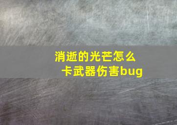 消逝的光芒怎么卡武器伤害bug