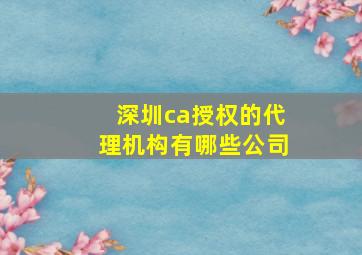 深圳ca授权的代理机构有哪些公司