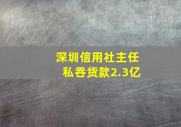 深圳信用社主任私吞货款2.3亿