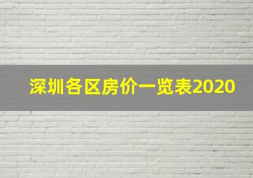 深圳各区房价一览表2020